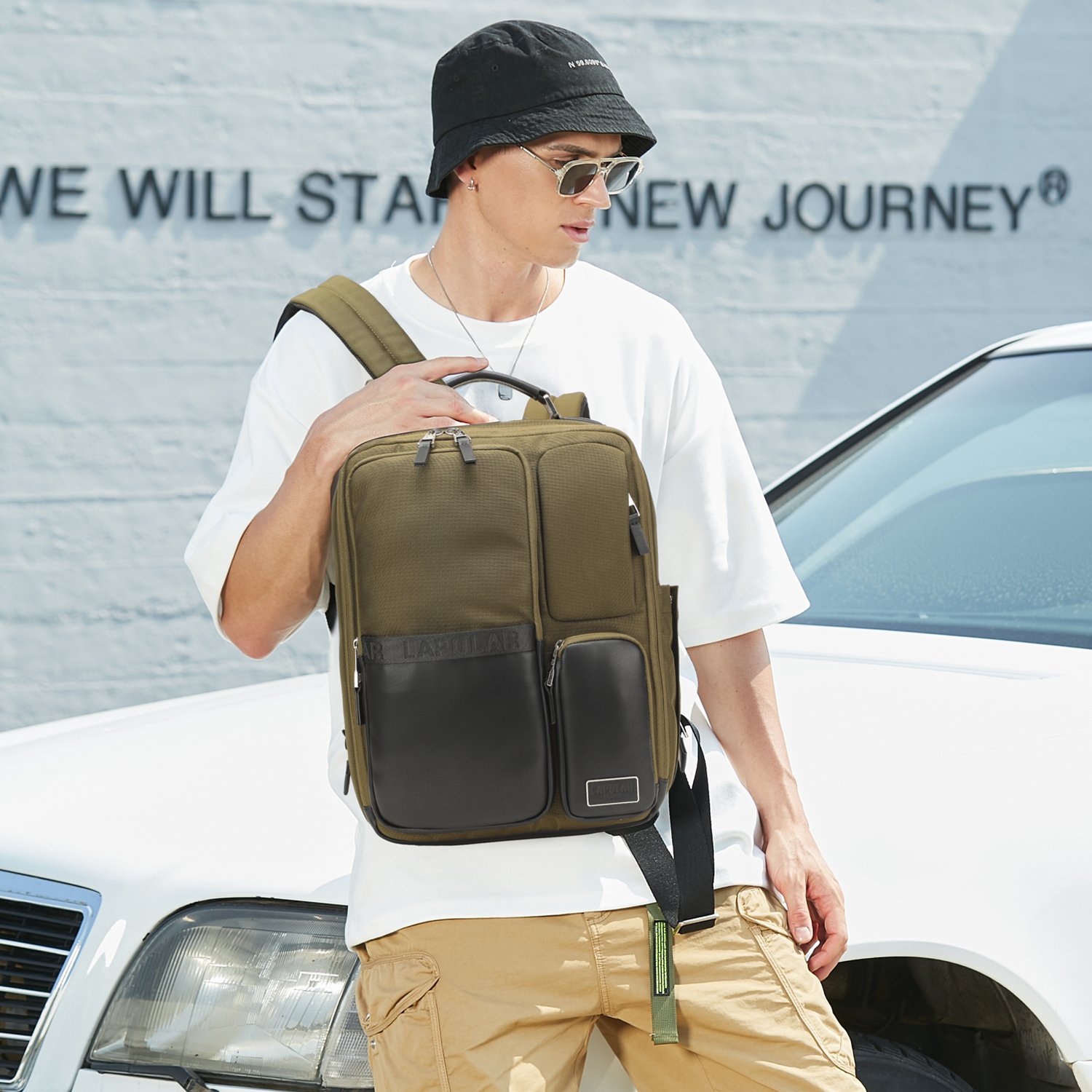 LAPOLAR New Travel Laptop Backpack for 15.6 Inch, Outdoor Carry on Backpack Vintage Business Weekender Luggage