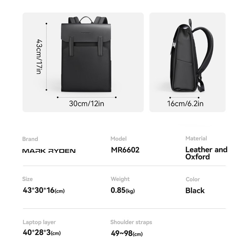 Mark Ryden Factory direct men's shoulders backpack multifunctional large-capacity waterproof lightweight laptop bag L_MR6602-B