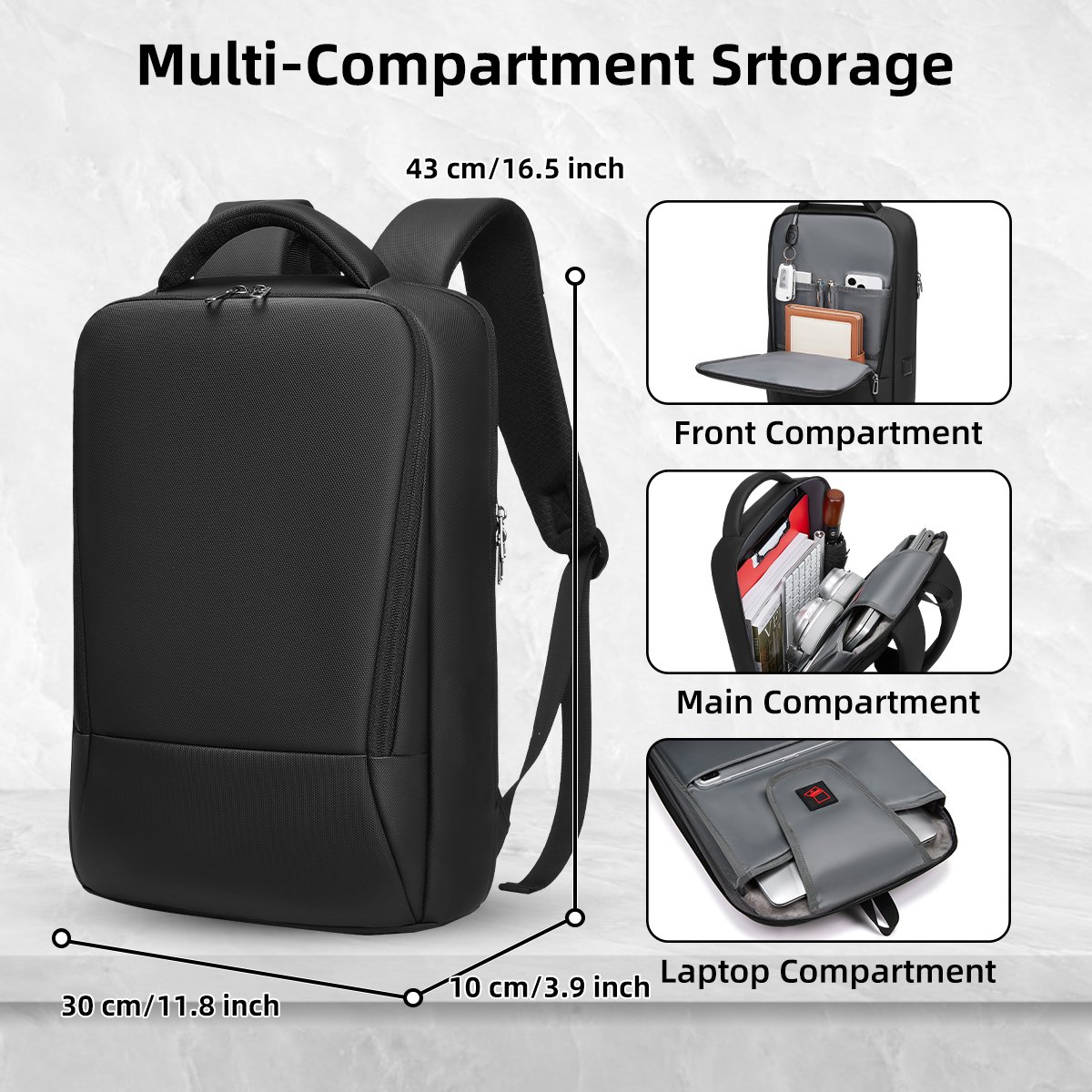Backpack for Men Business Slim Small Backpack Computer Travel Backpacks 15.6 inch waterproof Laptop Bag for Work Office College