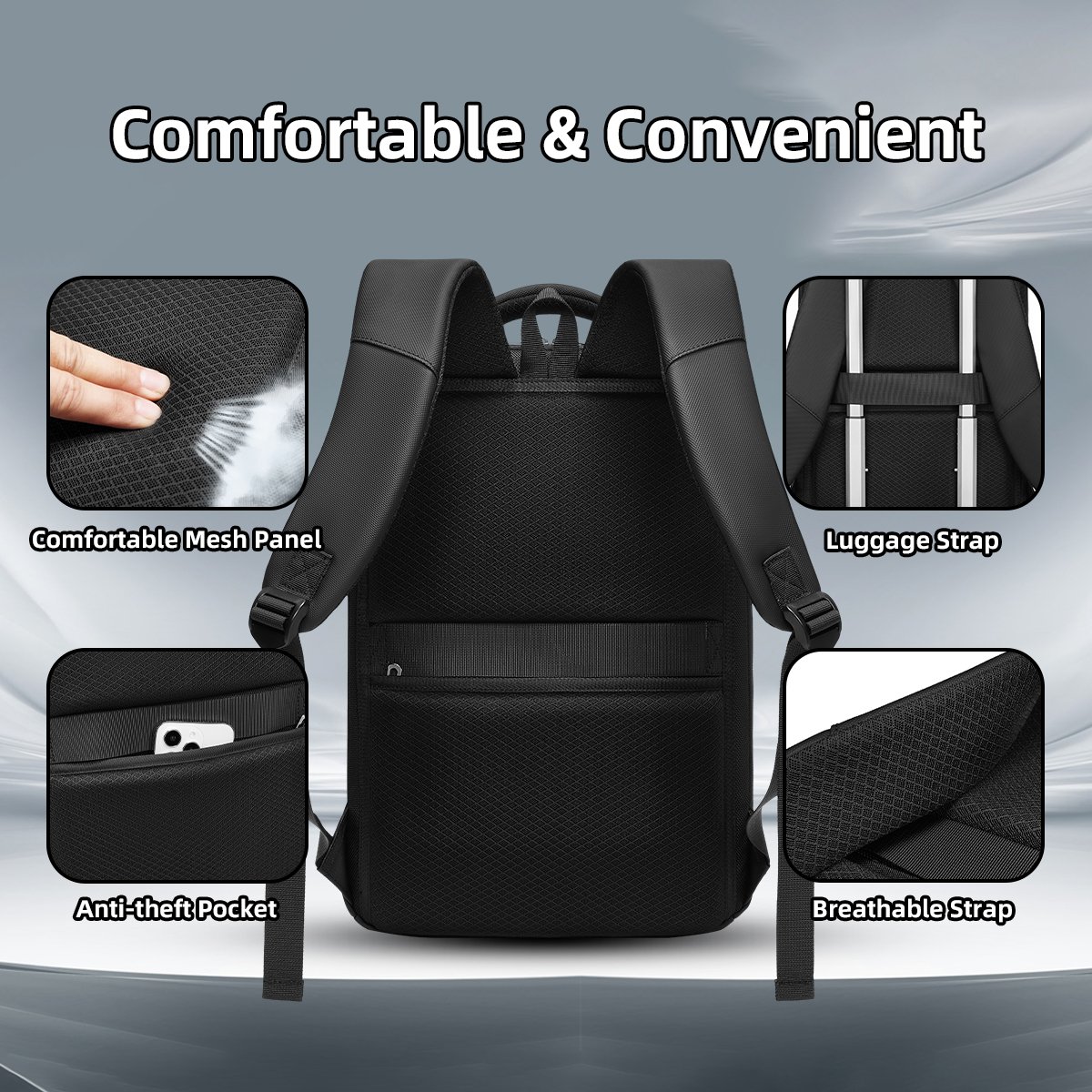 Backpack for Men Business Slim Small Backpack Computer Travel Backpacks 15.6 inch waterproof Laptop Bag for Work Office College