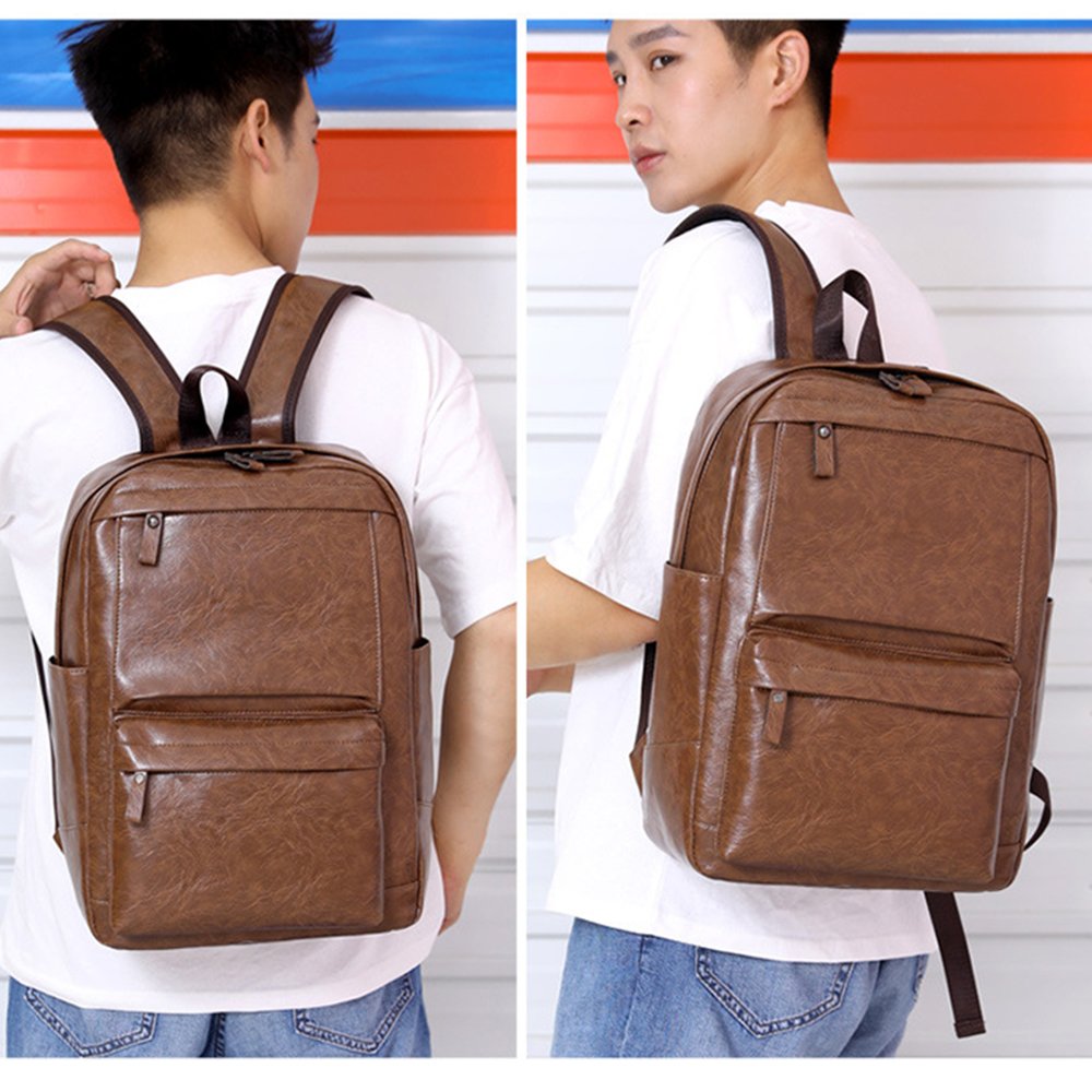 Fashion cover college bags backpack custom logo PU leather waterproof school backpack men laptop backpack
