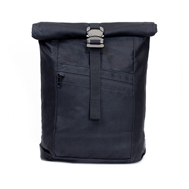 BSCI custom logo trendy roll top bag with black nylon laptop backpacks school bags with usb daily life unisex