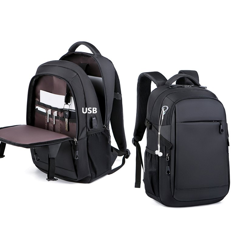Custom Waterproof Nylon College Schoolbag Men'S Travel Computer Backpack Laptops Backpack With Usb Charging Port mochilas
