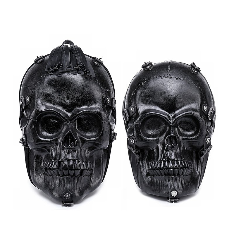 2024 New Fashion PU Large Capacity Halloween Grimace Laptop Backpack Arc Shoulder Strap 3D Embossed Skull Backpack For Men