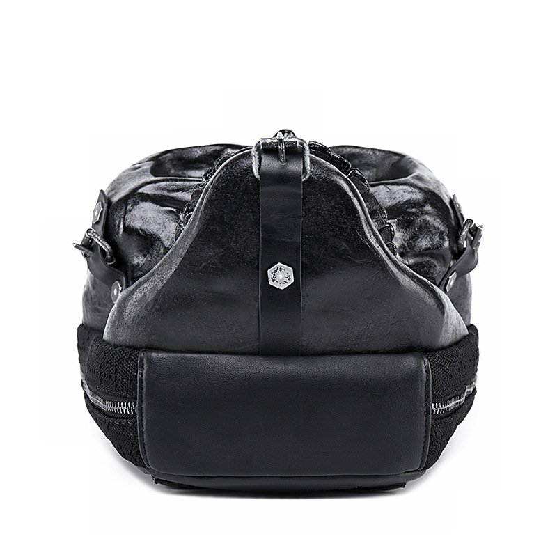 2024 New Fashion PU Large Capacity Halloween Grimace Laptop Backpack Arc Shoulder Strap 3D Embossed Skull Backpack For Men