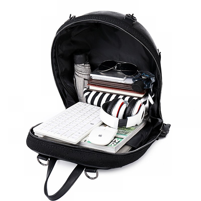 2024 New Fashion PU Large Capacity Halloween Grimace Laptop Backpack Arc Shoulder Strap 3D Embossed Skull Backpack For Men