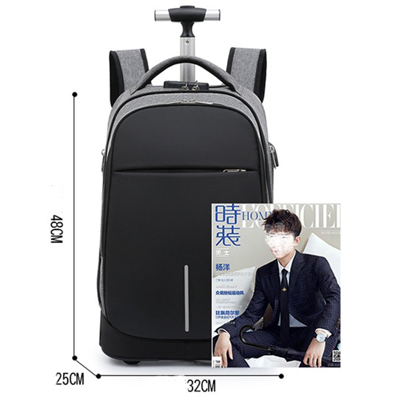 Hot Style Outdoor Unisex Multi-functional Water-resistant Fabric Laptop trolley business rolling backpack with wheels for travel