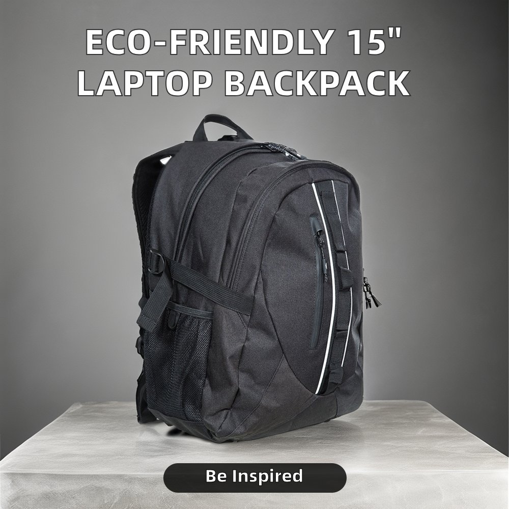 Wholesale 15 Inch Casual Laptop Backpack Eco-Friendly Waterproof with Zipper Closure Customizable polyester Lining Unisex Man