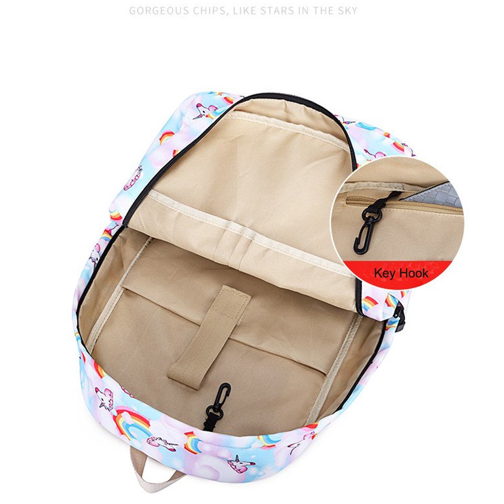 Custom Logo Fashionable Oxford Cotton Colorful Polyester Laptop Backpack Teens Girls School Bags Lunch Bag Pencil Case