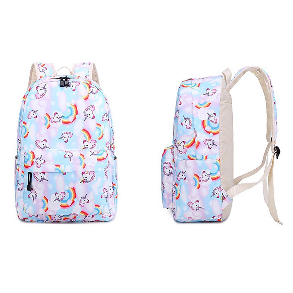 Custom Logo Fashionable Oxford Cotton Colorful Polyester Laptop Backpack Teens Girls School Bags Lunch Bag Pencil Case