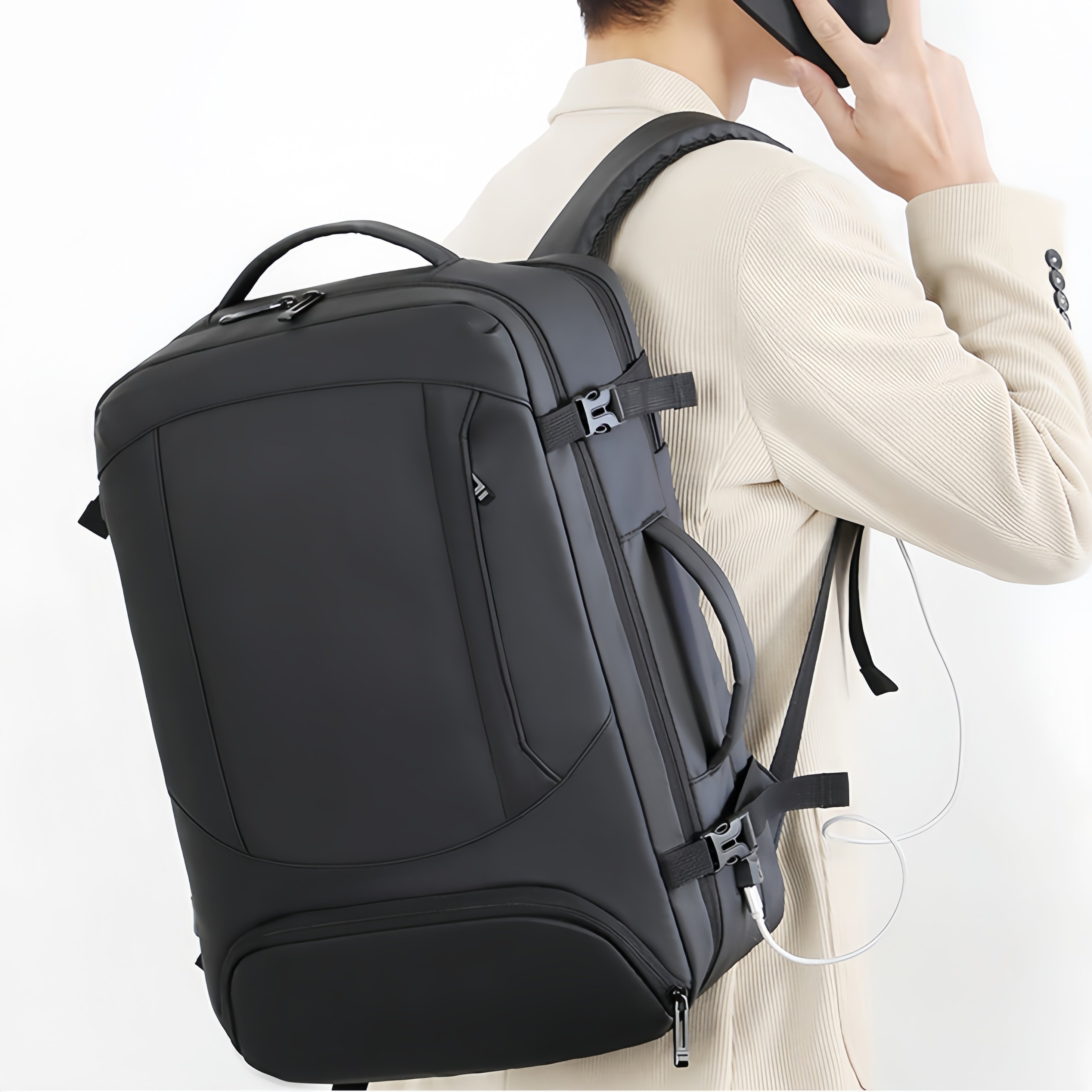 Customizable logo wholesale men's backpack large capacity black gray fashion waterproof business notebook backpack