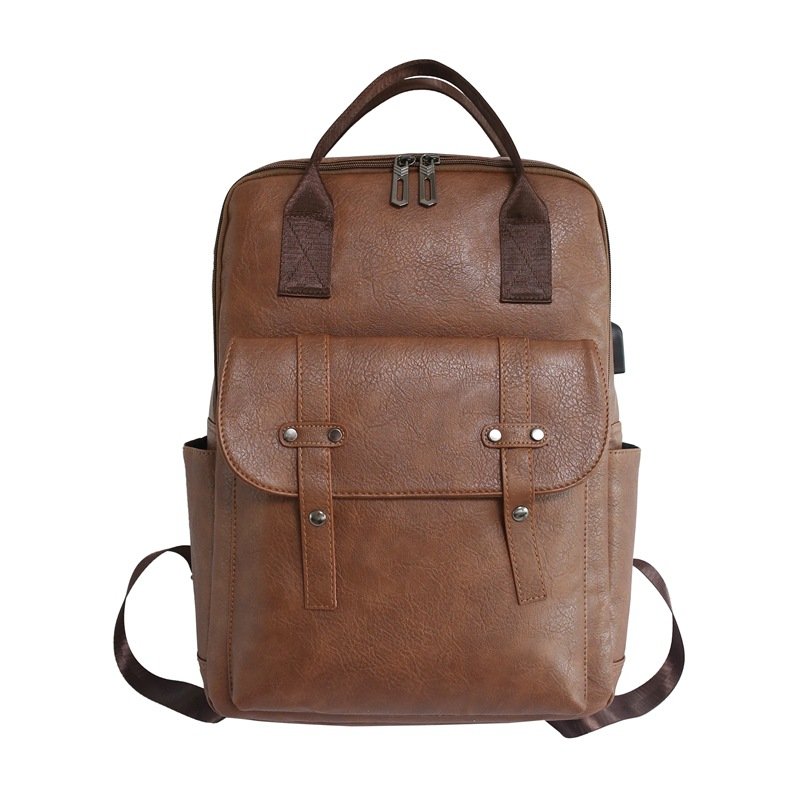 Hot Sell 15.6Inch Usb Waterproof Notebook Wholesale Mens Leather Laptop Bag Travel Custom School Laptop Backpack