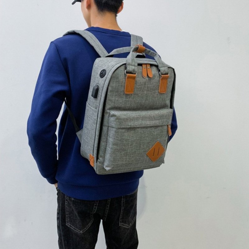 High Quality Grey Custom Fashion 15.6 Inch Laptop Bag 3 PCS Business Men USB Laptop School Backpack Set