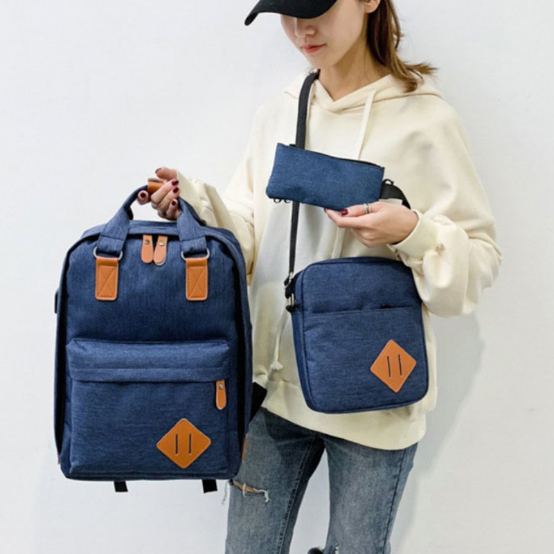 High Quality Grey Custom Fashion 15.6 Inch Laptop Bag 3 PCS Business Men USB Laptop School Backpack Set