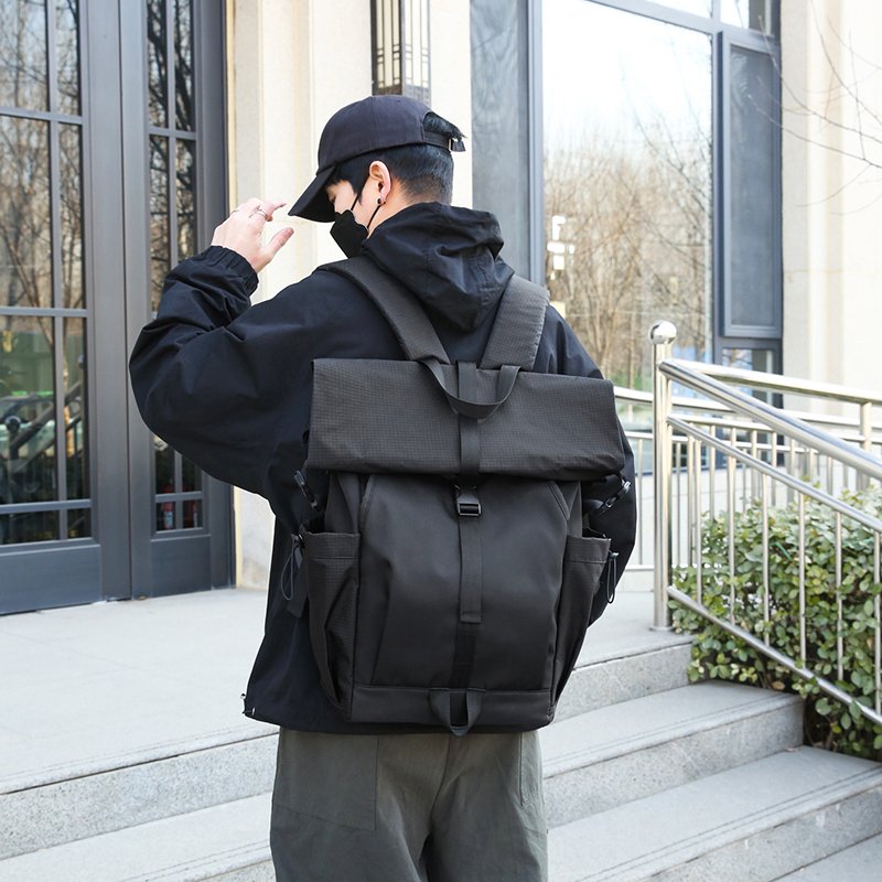 New Fashion Roll Top Male College Student Computer Bag Waterproof Large capacity Travel Outdoor Mountain Laptop Backpack