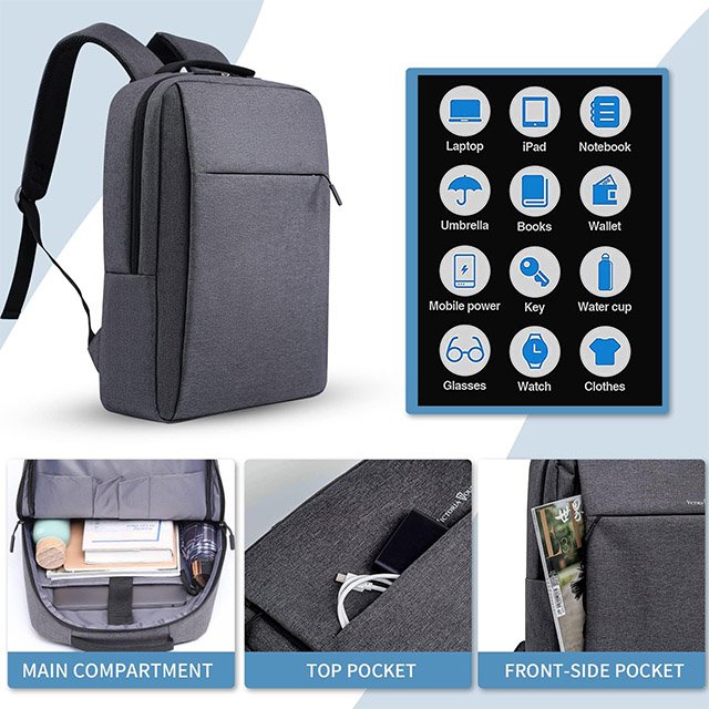 BSCI black nylon backpacks custom logo laptop backpacks school unisex Business Men's computer laptop bags business backpacks