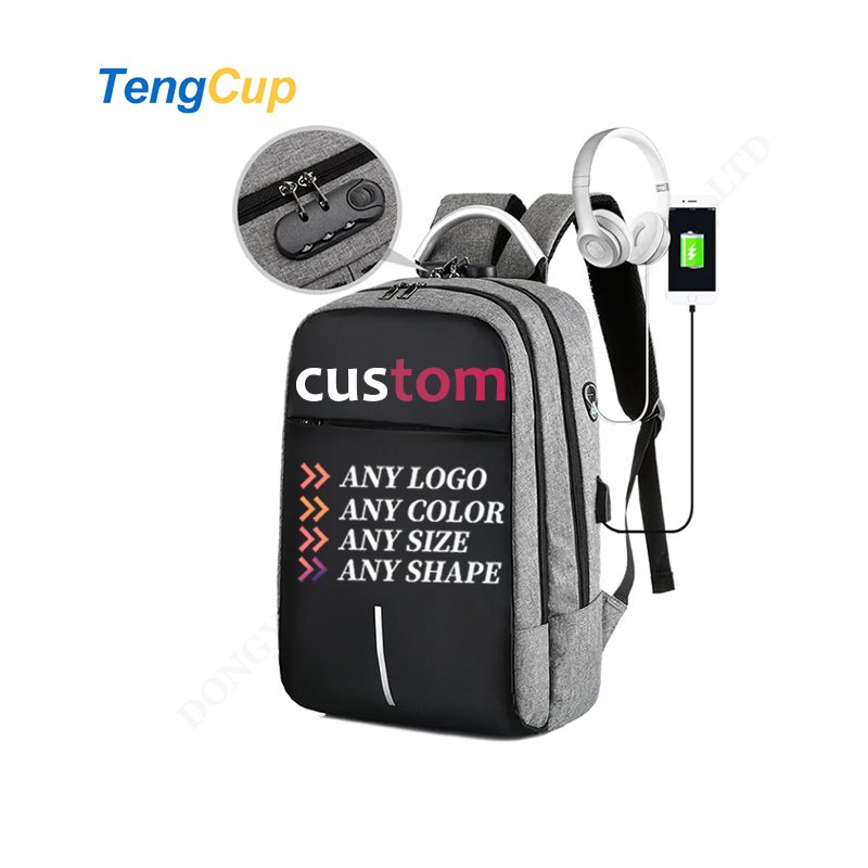 TY OEM wholesale customized logo interlayer tape boys smell proof smart Computer business laptop backpack with compartment