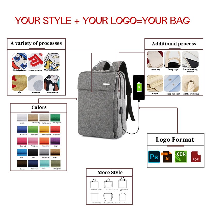 TY OEM wholesale customized logo interlayer tape boys smell proof smart Computer business laptop backpack with compartment