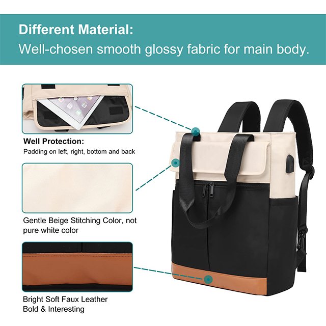 BSCI Custom Women's Convertible Daypack Laptop Backpack Computer Backpack Work Backpack with USB Charging Port