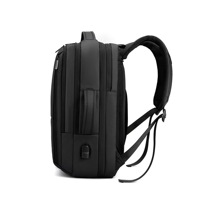 Wholesale Custom Logo Simple Design Men Business School bag Anti Theft Oxford Laptop Backpack with USB Charging Port Solid Color