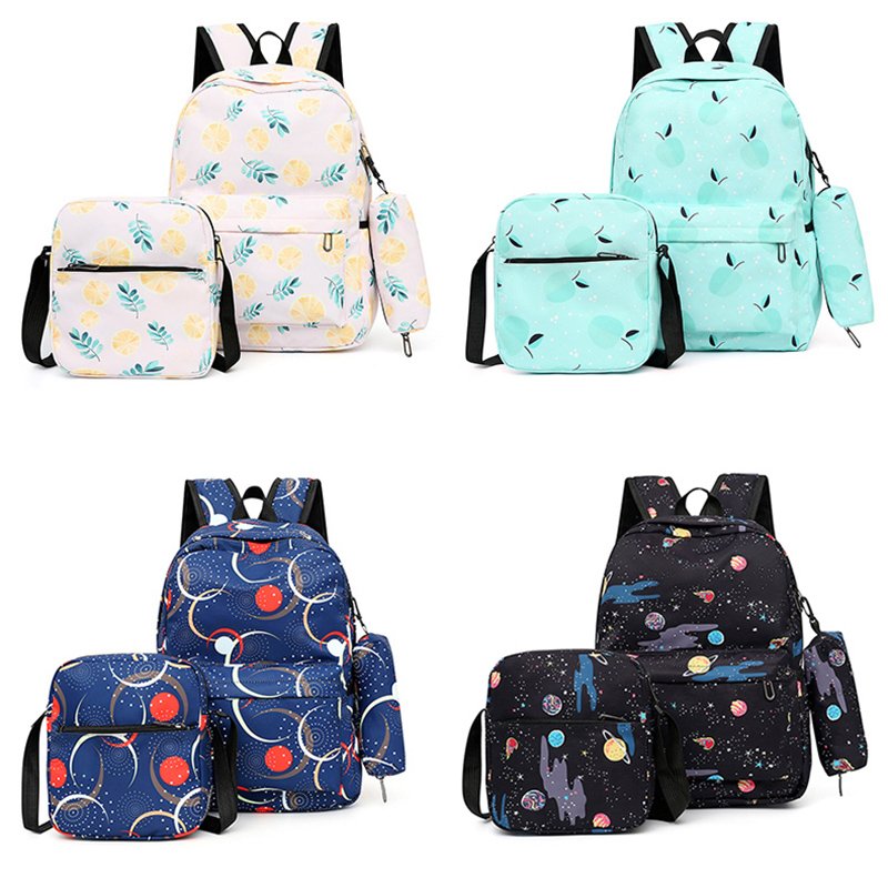 Fruit star printing 3 pcs pieces in 1 girl schoolbag backpack rucksack for laptop bagpack set for teenager