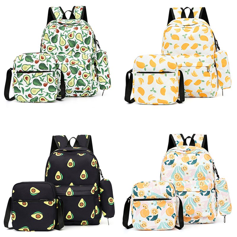 Fruit star printing 3 pcs pieces in 1 girl schoolbag backpack rucksack for laptop bagpack set for teenager