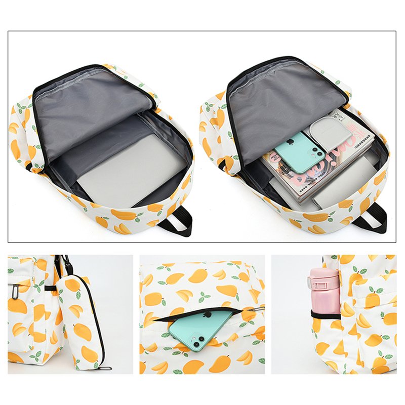 Fruit star printing 3 pcs pieces in 1 girl schoolbag backpack rucksack for laptop bagpack set for teenager