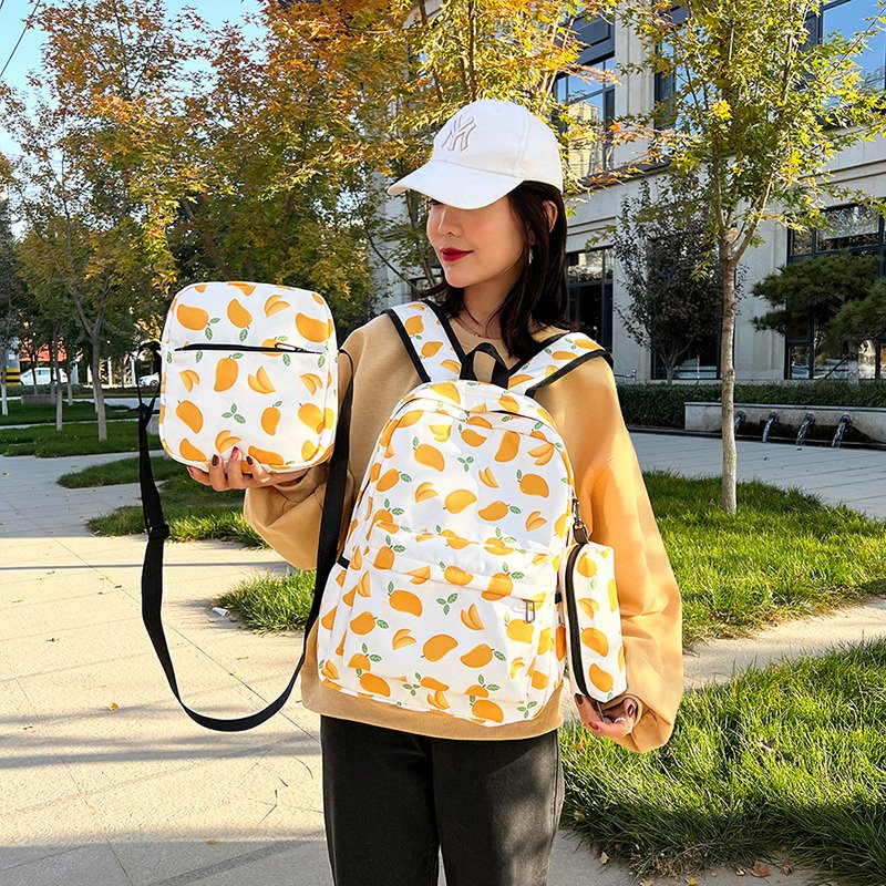 Fruit star printing 3 pcs pieces in 1 girl schoolbag backpack rucksack for laptop bagpack set for teenager