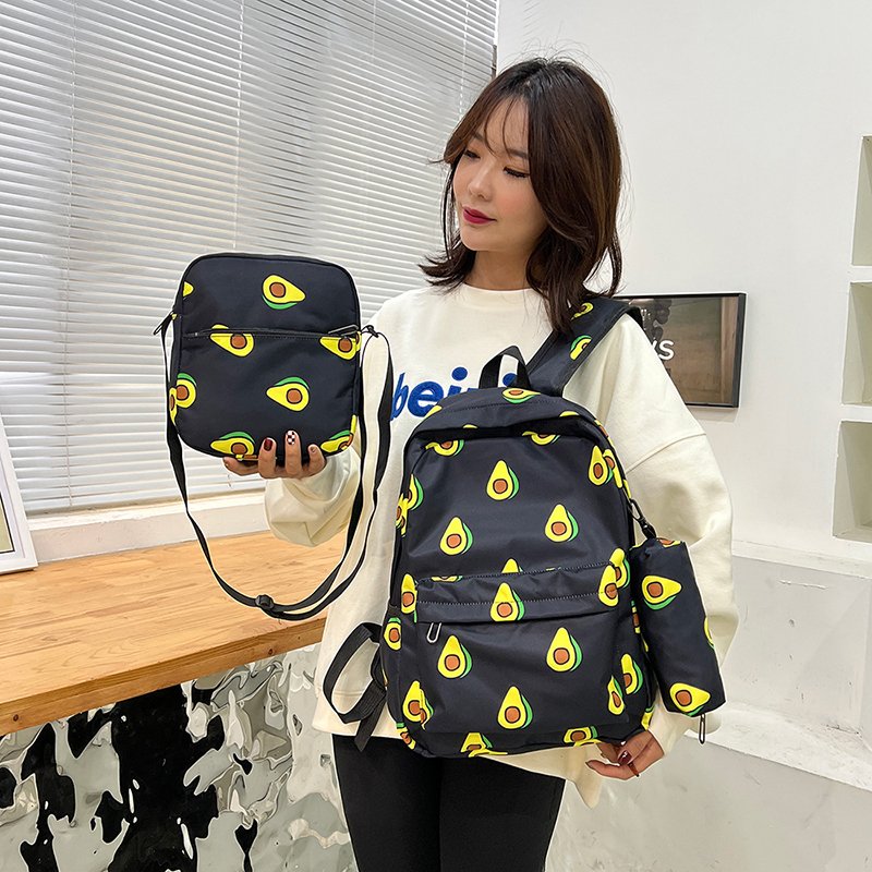 Fruit star printing 3 pcs pieces in 1 girl schoolbag backpack rucksack for laptop bagpack set for teenager