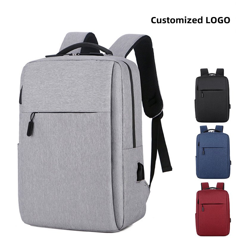 Men Laptop Bag with USB Custom Logo Waterproof Polyester Oem Fashion Unisex recycled Travel Backpack