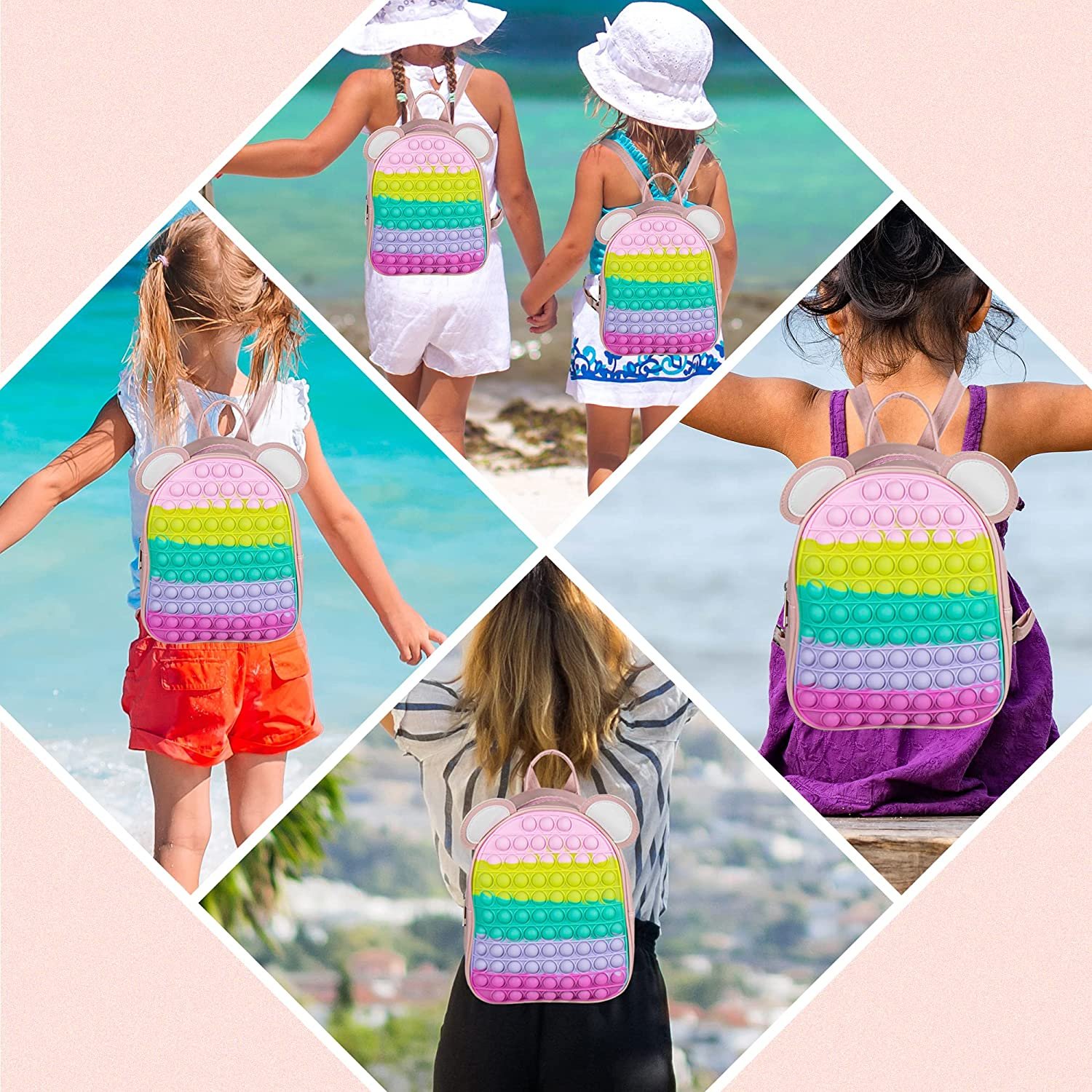 Pop Bag Fidget Backpack,school Supplies,school Backpack for Girls Waterproof Women Fashion Schoolbag Backpack 1pc/opp Bag Zipper