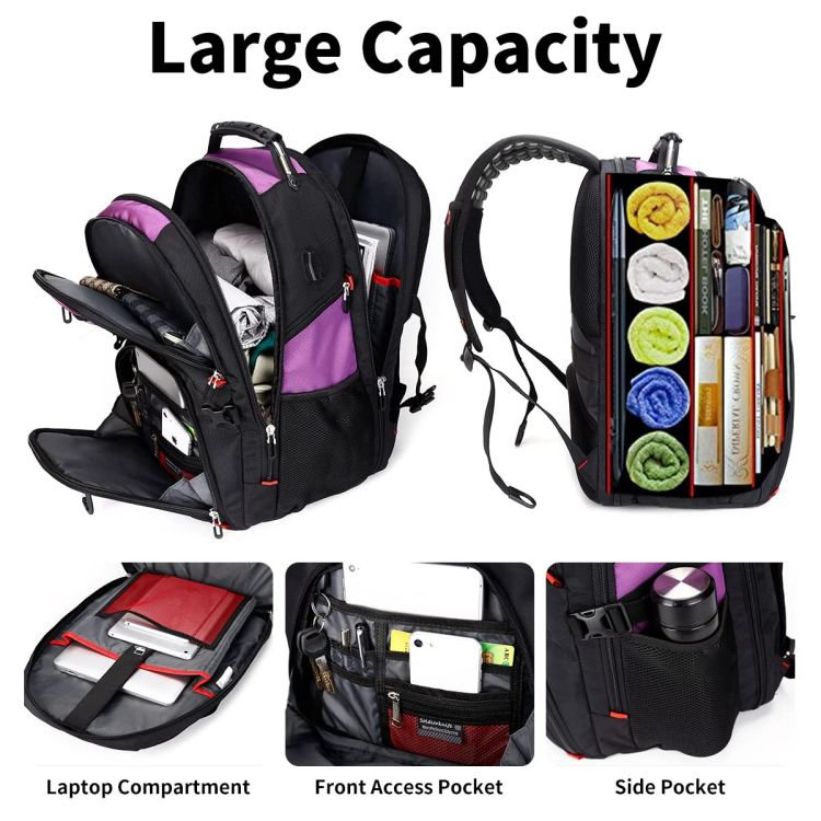 Laptop Backpack with USB Charging Port 52L Travel College Backpack Business Work Bag Fit 17 Inch Laptop