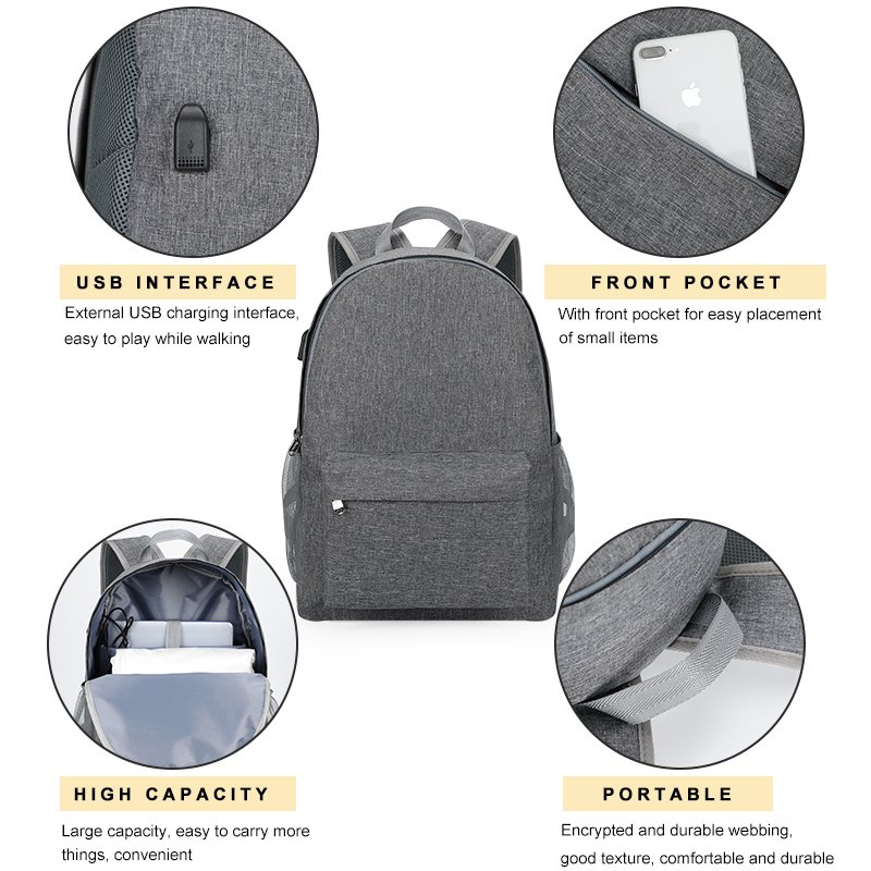 Solid Color High Quality Schoolbag Waterproof Men Women New Style Multifunction Oxford School Business Laptop Backpack