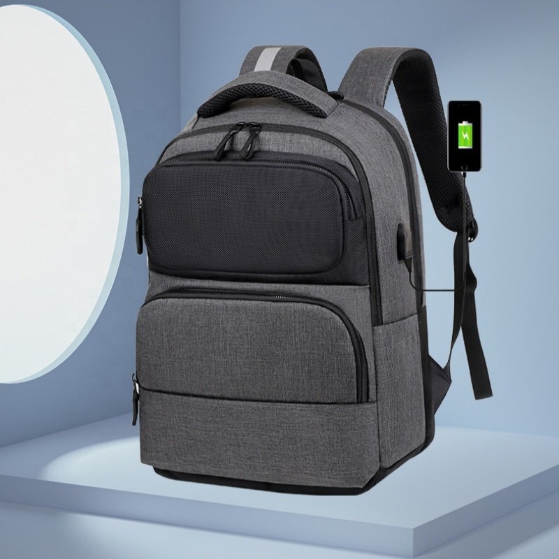 Wholesale Factory Custom Logo Waterproof Computer Bag Laptop Backpack Business Travel Hiking Backpack with USB Charging Port