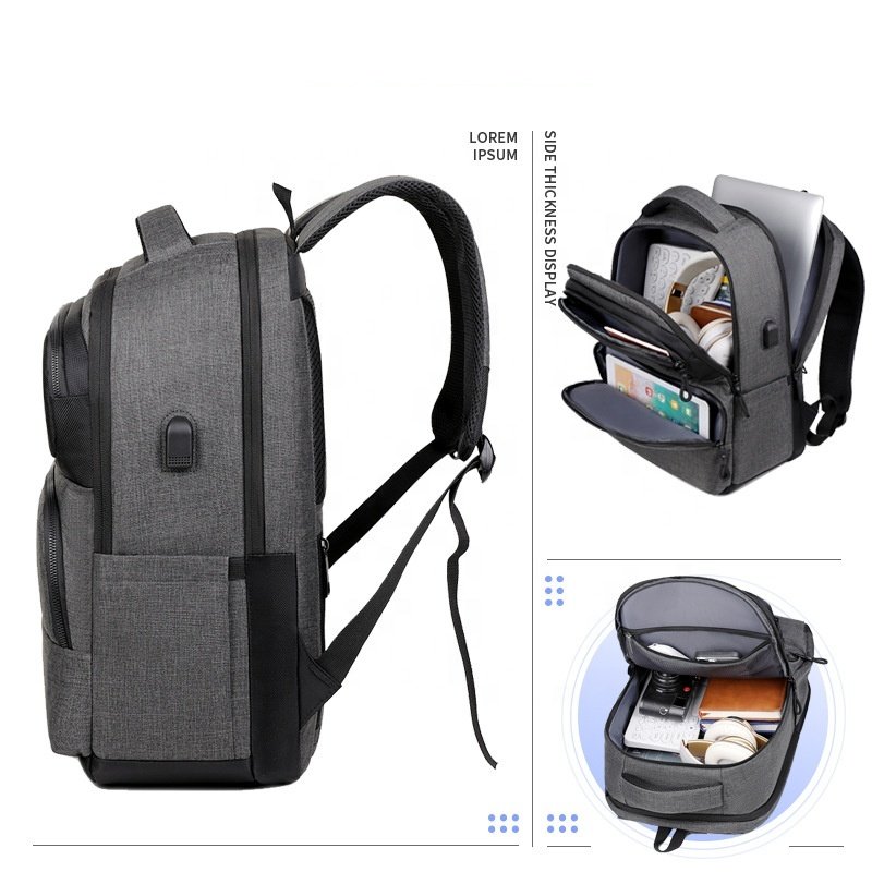 Wholesale Factory Custom Logo Waterproof Computer Bag Laptop Backpack Business Travel Hiking Backpack with USB Charging Port