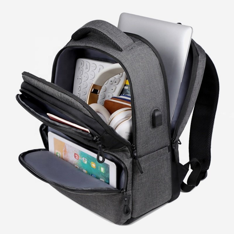 Wholesale Factory Custom Logo Waterproof Computer Bag Laptop Backpack Business Travel Hiking Backpack with USB Charging Port