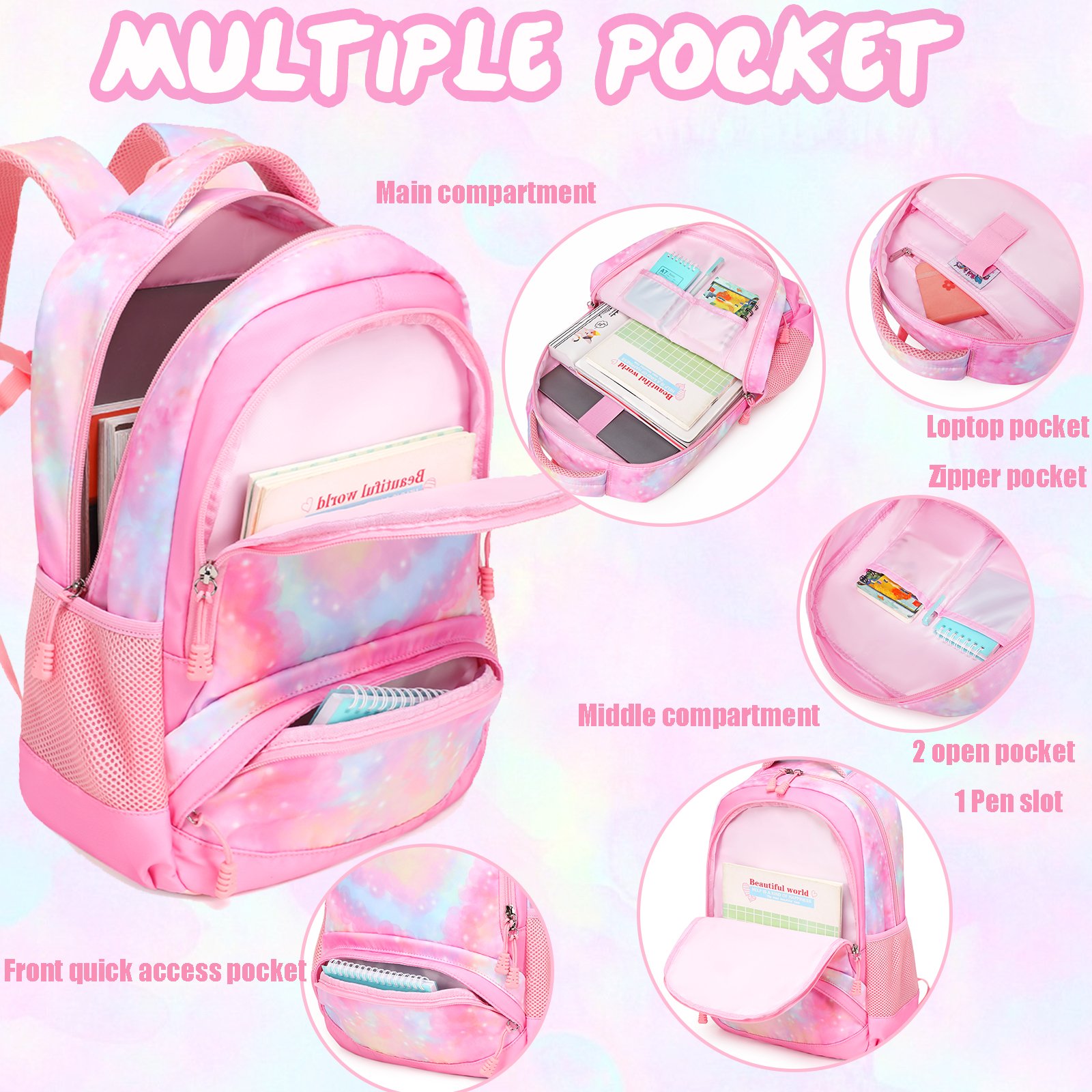 Waterproof Children Backpack High Appearance Level Lightweight 3 In 1 Student Backpack Set For Girl