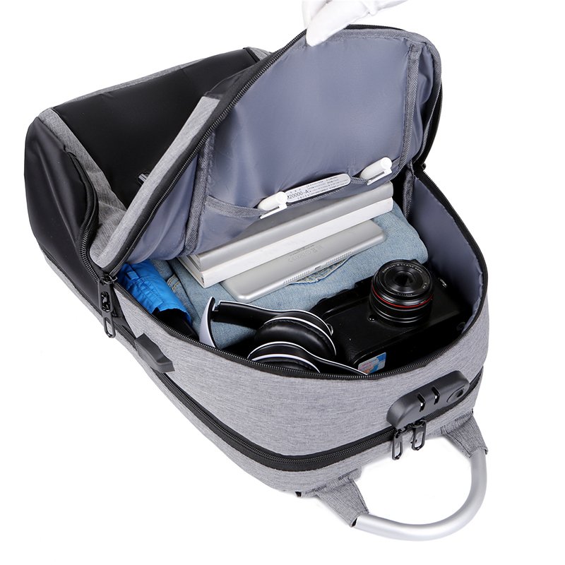 Wholesale Antfleece Waterproof Unisex Oxford Laptop Backpack Zipper USB Port Polyester Lining Combination Lock Business School