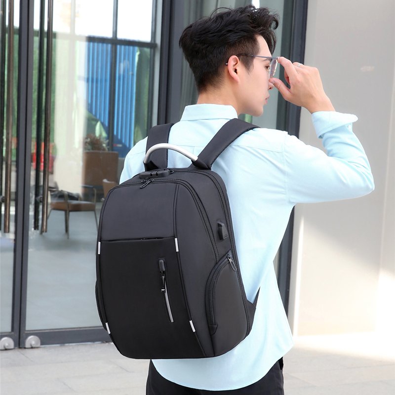 Wholesale Antfleece Waterproof Unisex Oxford Laptop Backpack Zipper USB Port Polyester Lining Combination Lock Business School