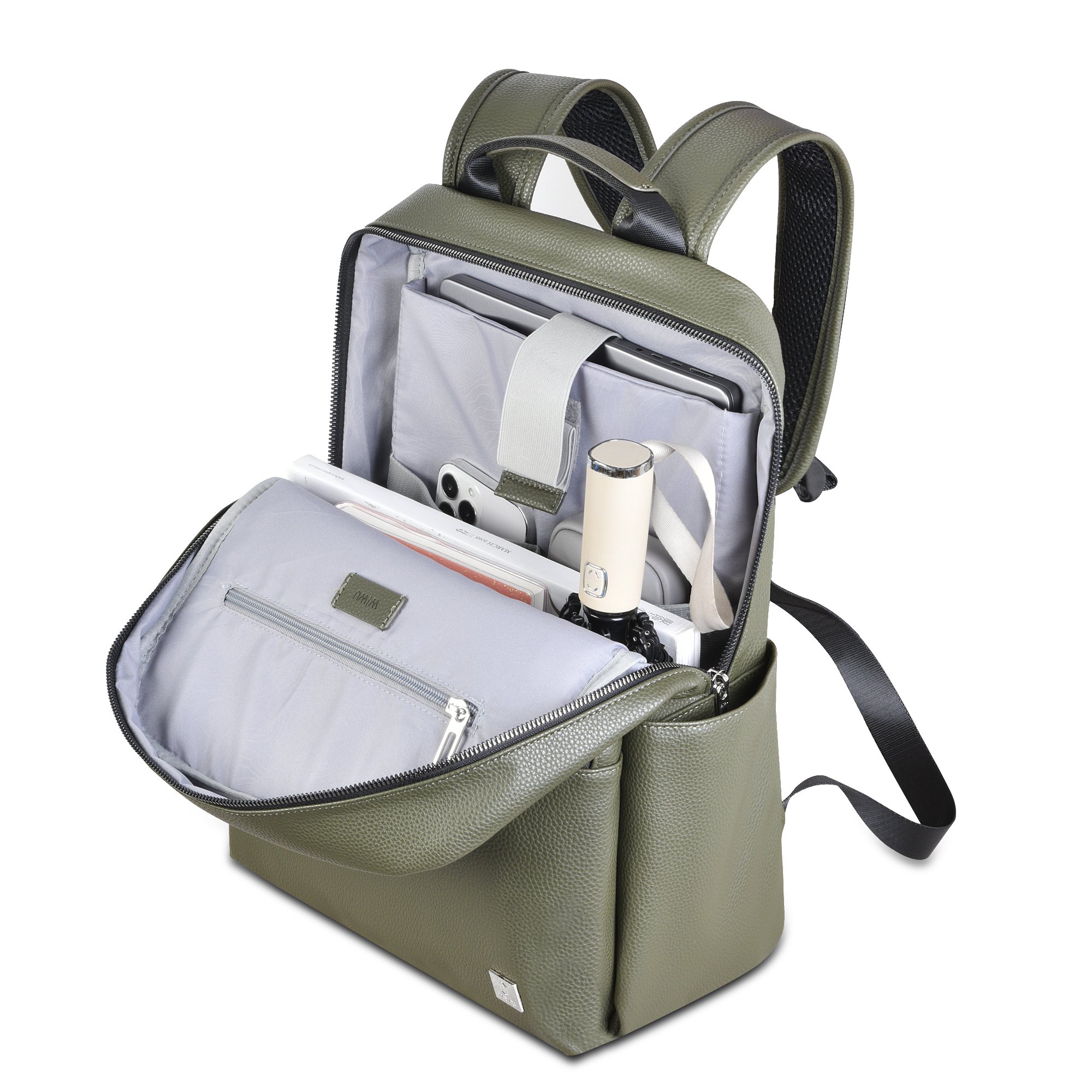 WIWU Wholesale Laptop Backpack for Women Eco-friendly PU Leather Backpack 14 inch Lady Notebook Backpack with front Pocket