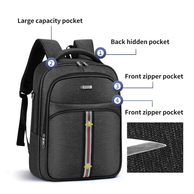 High Quality USB Waterproof Notebook Wholesale Unisex Polyester Laptop Bag Travel School Laptop Backpack