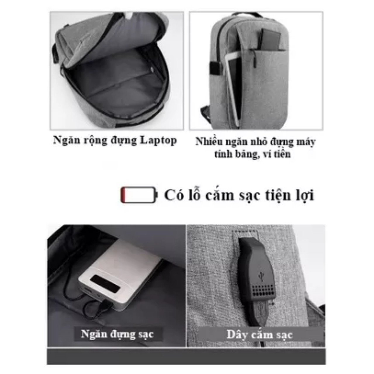 Men's Casual Laptop Backpack Bag Waterproof Feature many compartments with external USB charging drain