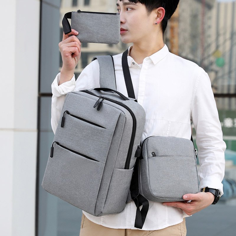 3 PCS Backpack Set Unisex Custom Back Packs for Men Women Laptop Backpack with USB Charging Port
