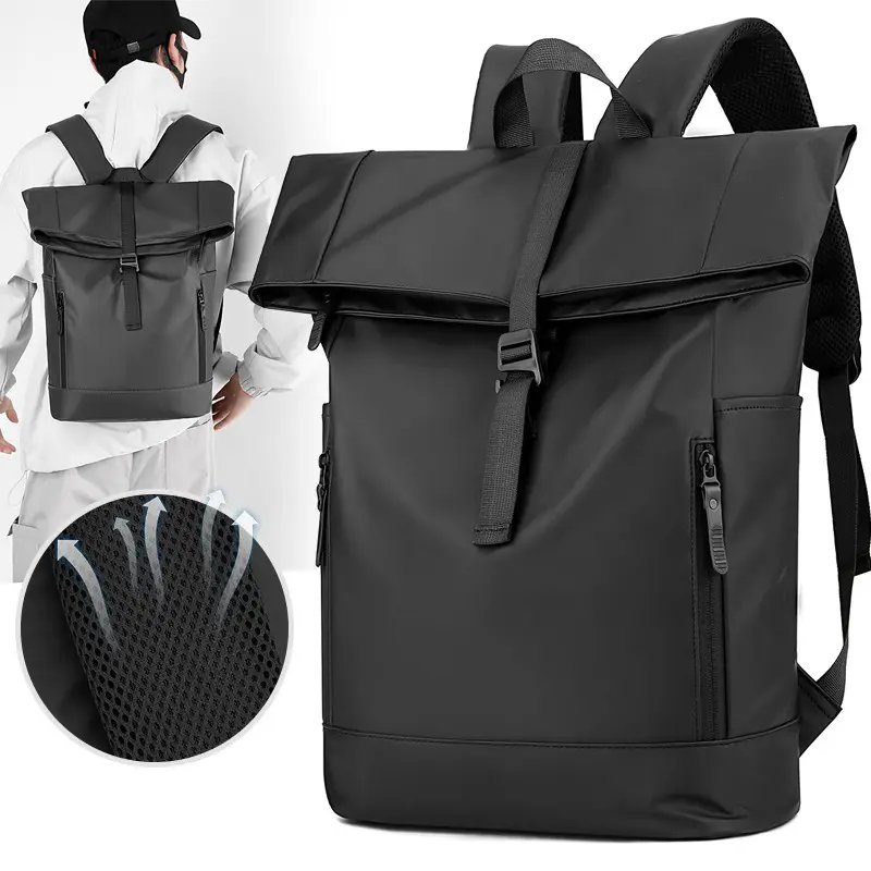 Roll Top Travel Backpack for Men and Women Expandable Waterproof School Bag Casual Daypack Laptop Backpack for Business