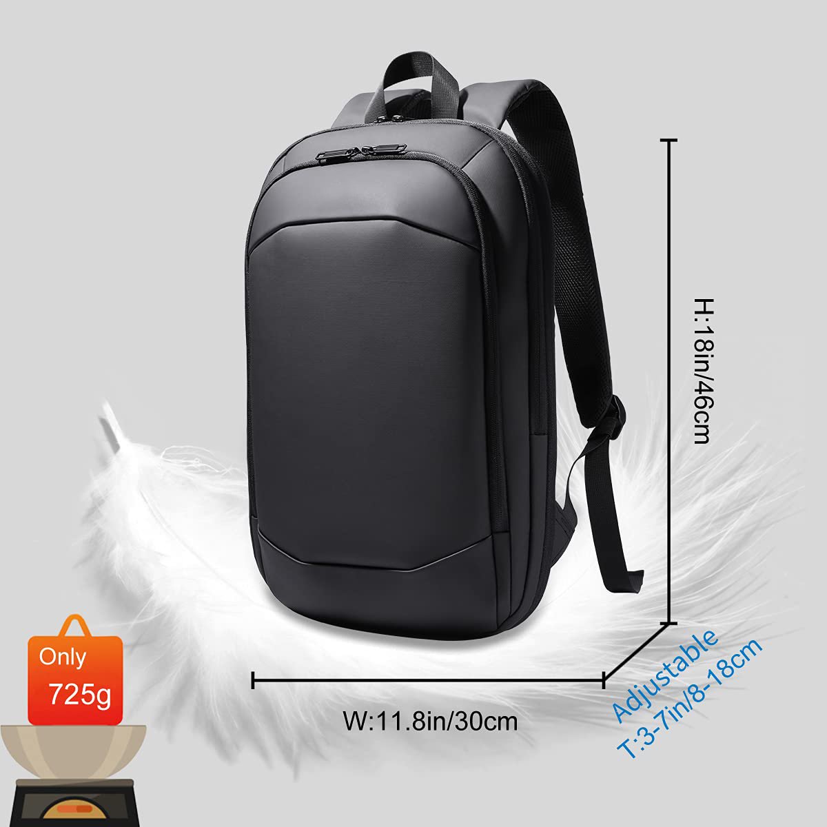 Lightweight 15.6 Inch Expandable Anti-theft Waterproof Laptop Backpack for Leisure School Business
