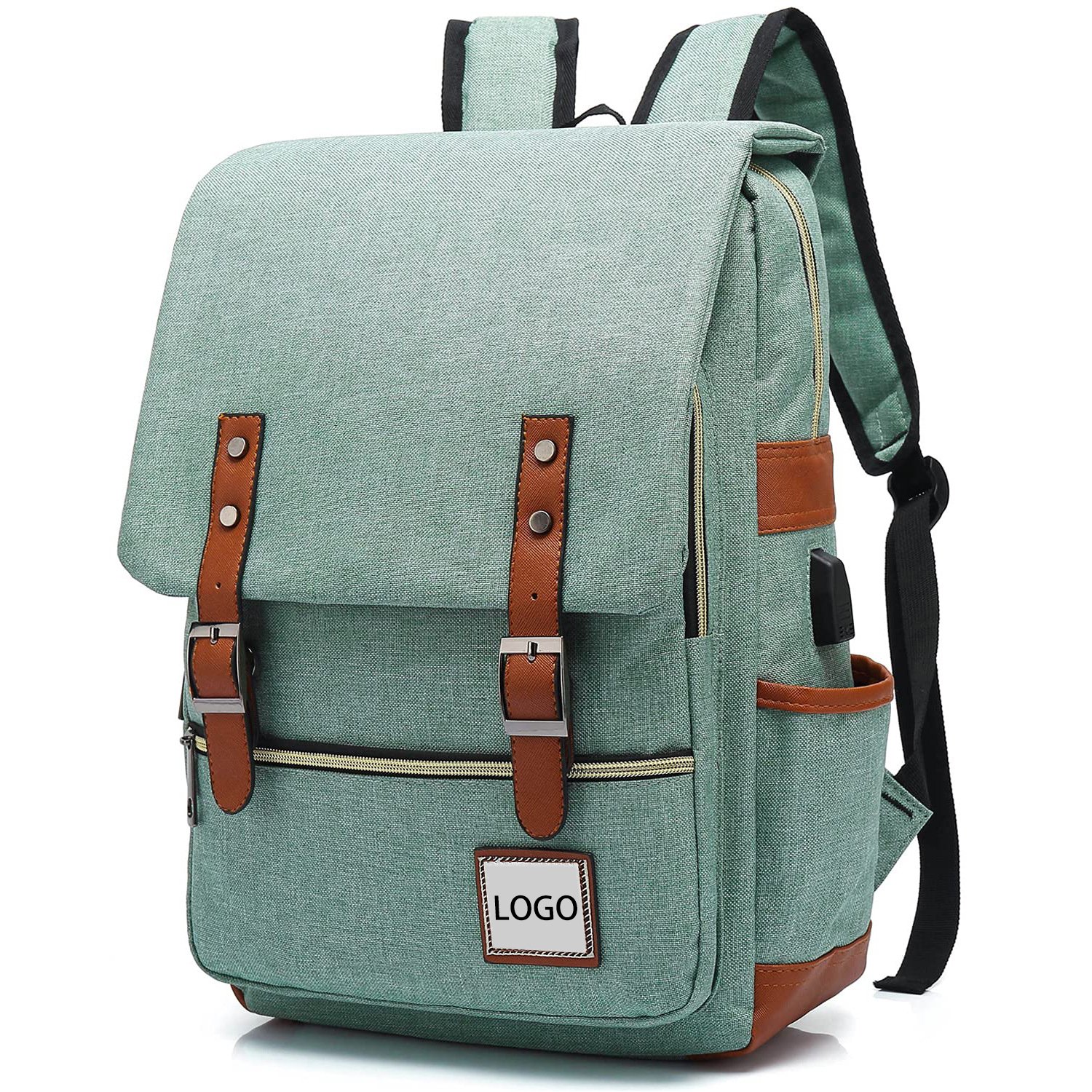 Custom Retro Portable Multi-pocket Zipper Knapsack College Casual Use Durable Business Work Travel Backpack Bag