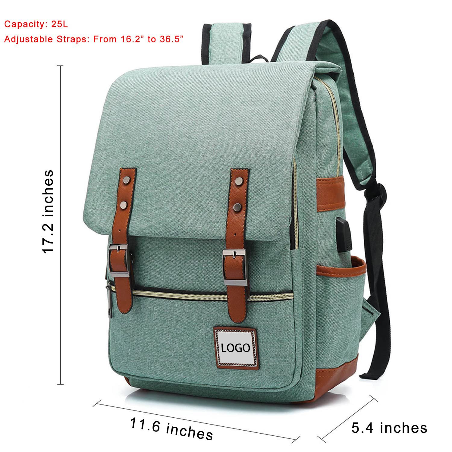 Custom Retro Portable Multi-pocket Zipper Knapsack College Casual Use Durable Business Work Travel Backpack Bag
