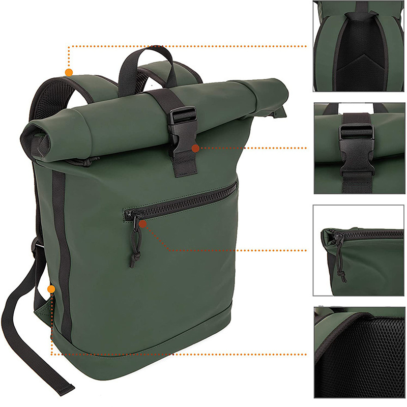 Recycled Laptop Backpack Waterproof School Bags Rolltop backpack