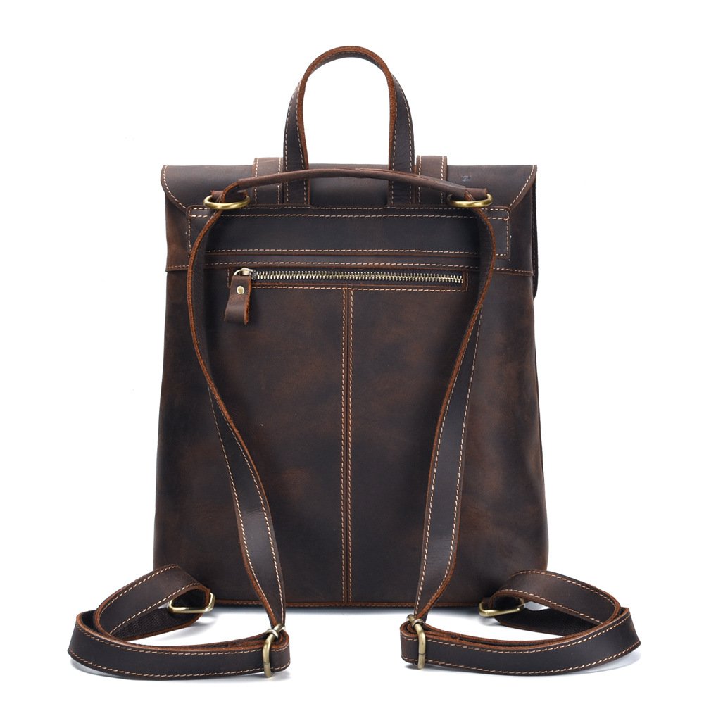 Laptop Bag Backpack for Travelling Pack Genuine Cow Leather Custom Vintage Daily Crazy Horse Leather Custom Logo Waterproof Mens