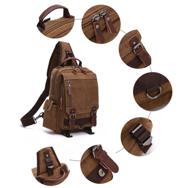 Factory Price Outdoor Travel Messenger Canvas Chest Bag Laptop Backpack Outdoor Travel Hiking School Bag